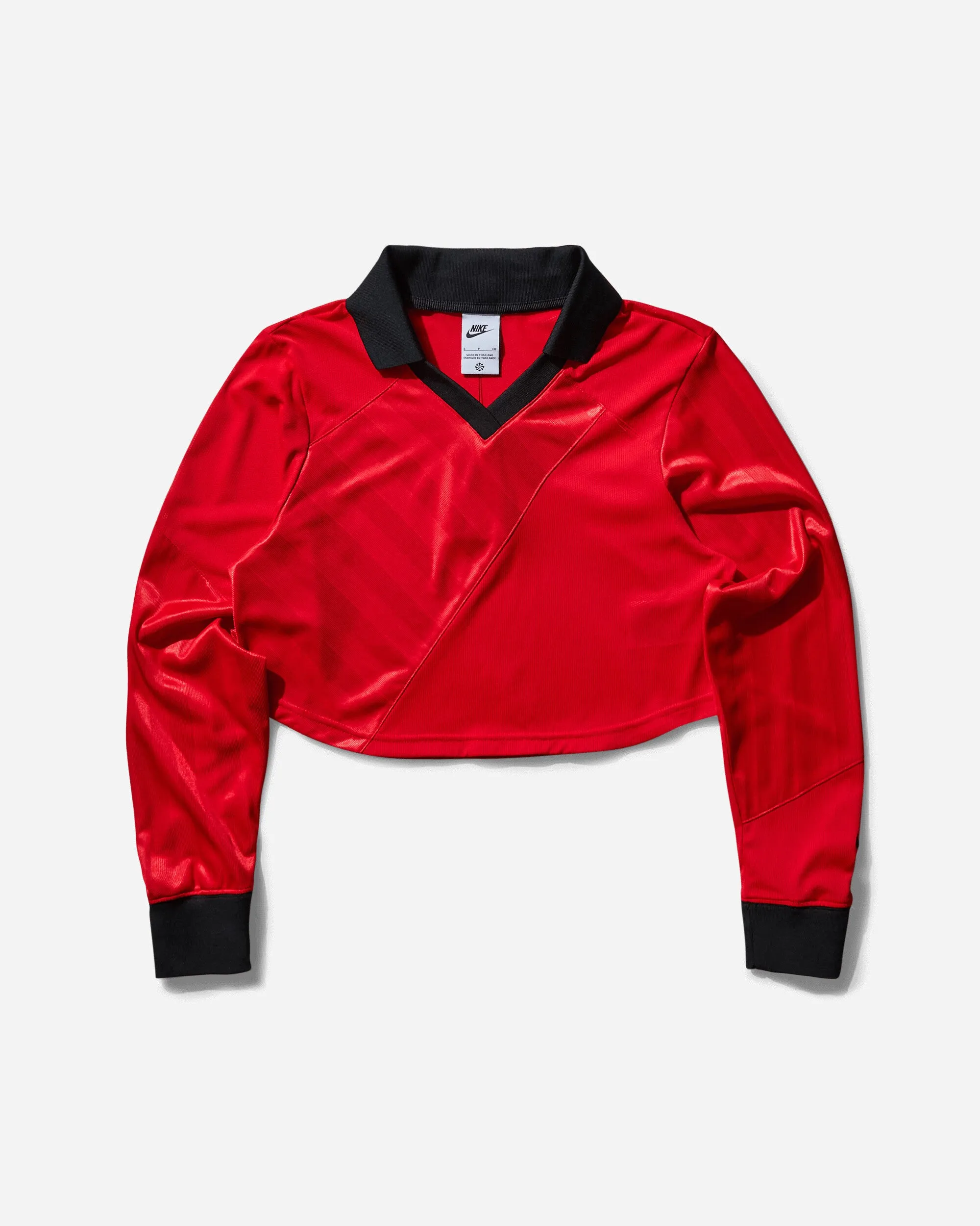 Damen Cropped Langarm-Jersey University Rot