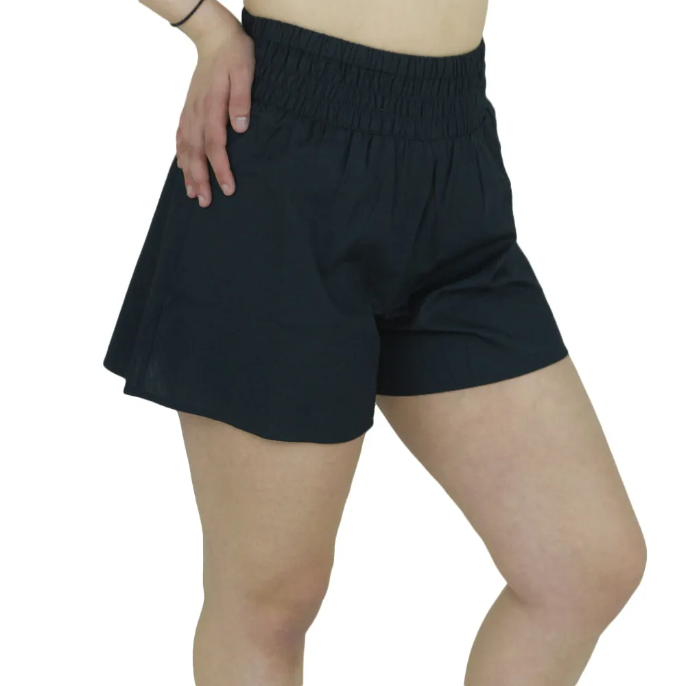 Damen Freizeitkurze Hose mit elastischem Bund, Schwarz