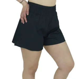 Damen Freizeitkurze Hose mit elastischem Bund, Schwarz