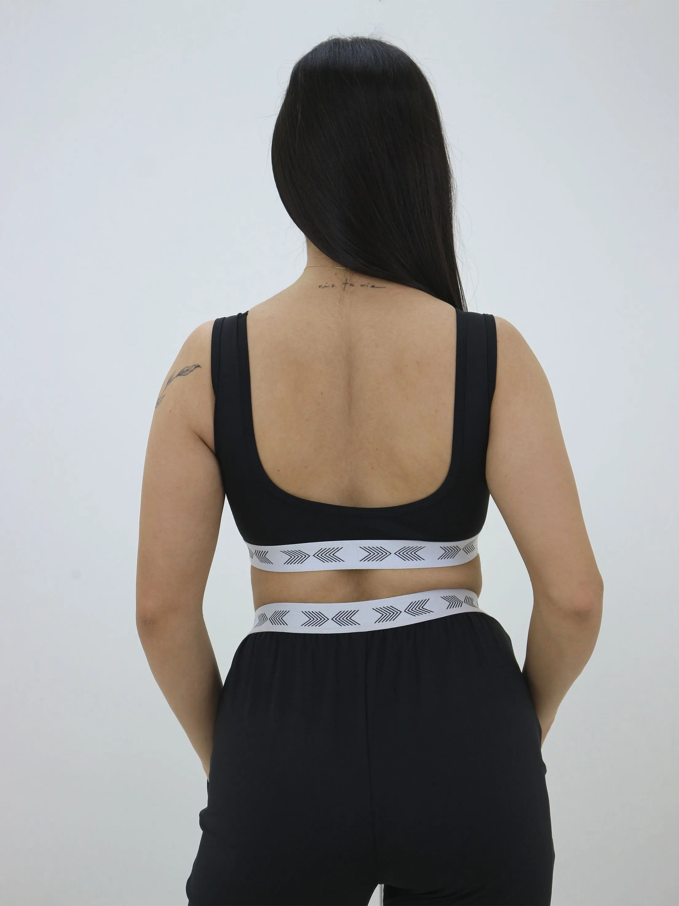 Damen-Sport-BH mit elastischem Bund, Schwarz