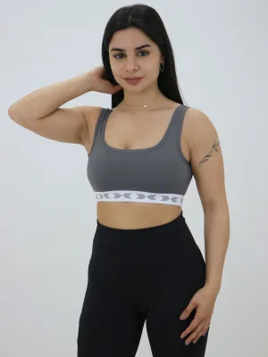 Damen-Sport-BH mit elastischem Bund, Grau