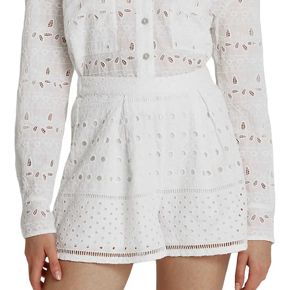 Bestickte Damen-Shorts, Weiß