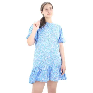 Damen Blumenkleid mit offenem Rücken, Blau