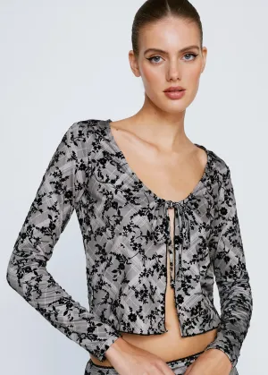 Damen Blumenprint Cropped Top, Helloliv/Schwarz
