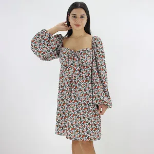 Damenkleid mit Blumenprint, Mehrfarbig
