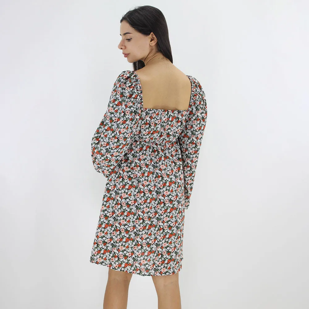 Damenkleid mit Blumenprint, Mehrfarbig
