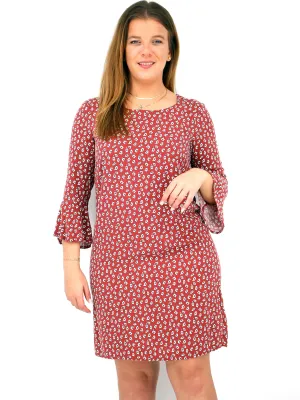 Damenkleid mit Blumenprint, Rot