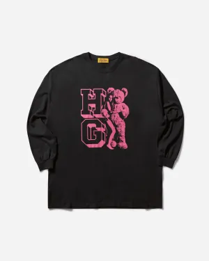 HG Woman Damen Bär Oversized Langarm T-Shirt Schwarz