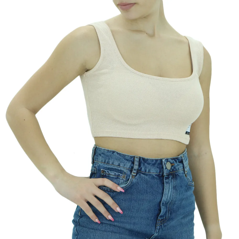 Damen Strick Plain Crop Top, Hellrosa