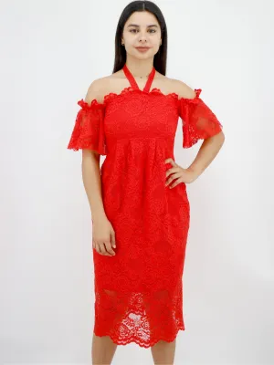 Damen-Spitzenkleid, Rot