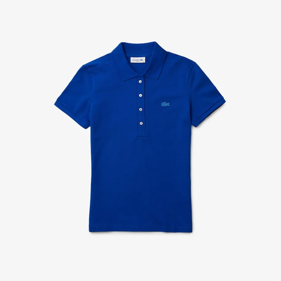 Damens Lacoste Slim Fit Stretch Baumwoll-Piqué Polohemd Kobalt Patagonia Kleidung
