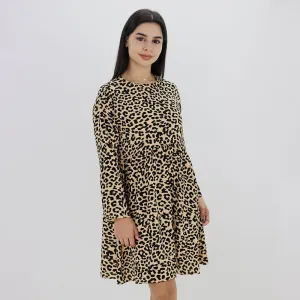 Damenleopardenprint-Kleid in Regular Fit, Beige