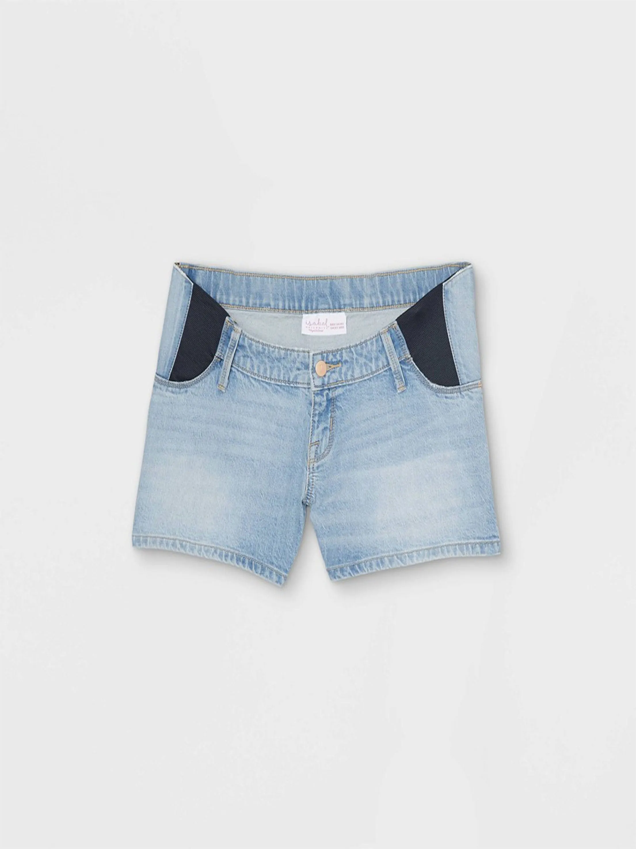 Damen Schwangerschafts-Washed-Denim-Shorts, Hellblau