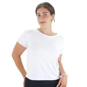 Damen Sport Top mit offenem Rücken, Weiß