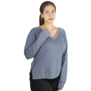 Damen Oversized V-Ausschnitt Sport Top, Hellblau