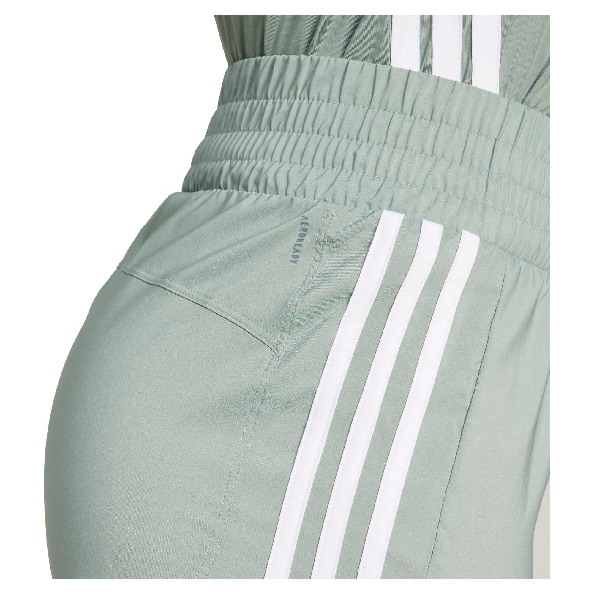 Damen Pacer Trainingsshorts mit 3 Streifen, gewebt, hochgeschnittene Taille, 5 Zoll