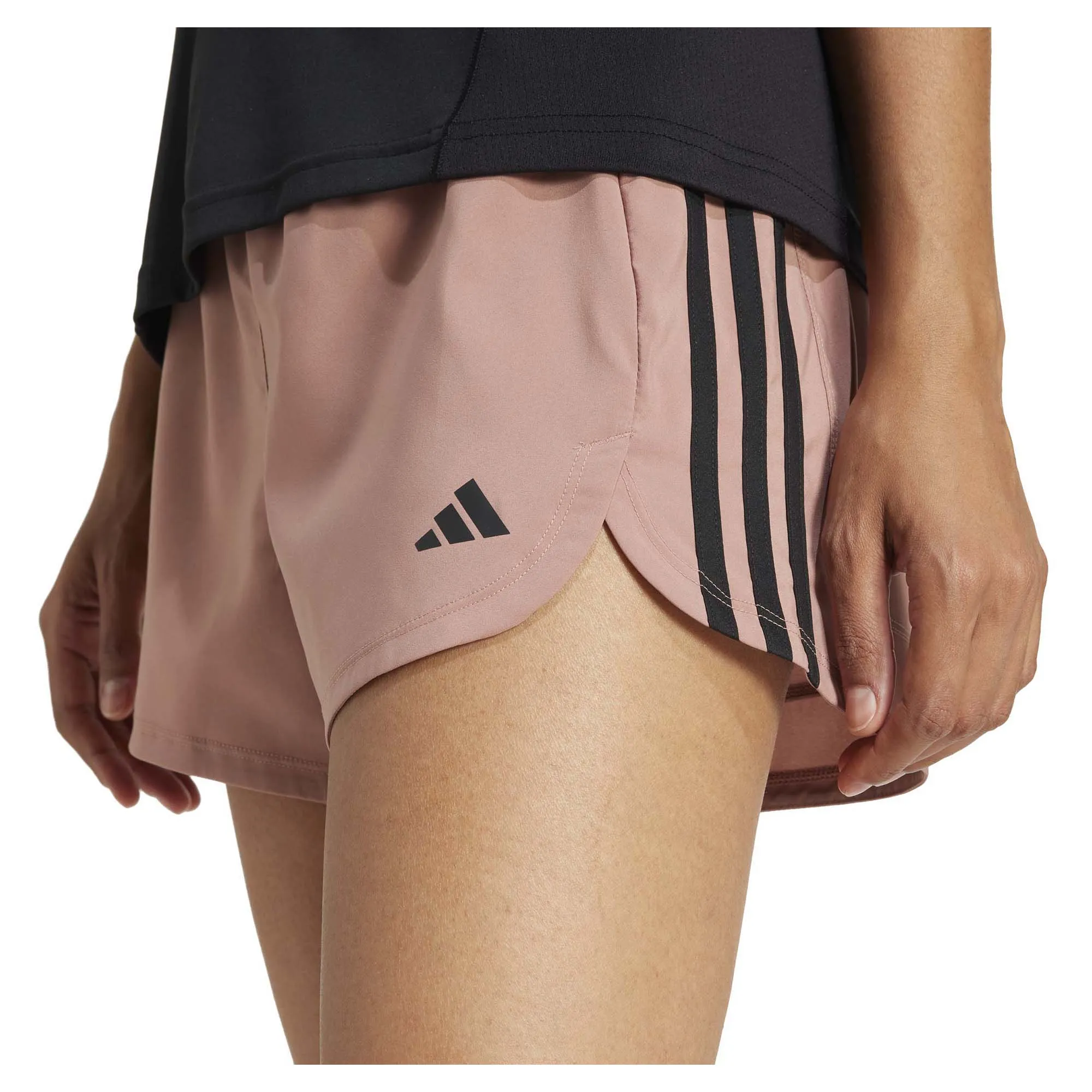 Damen Pacer Trainingsshorts mit 3 Streifen, gewebt, hochgeschnitten, 5 Zoll
