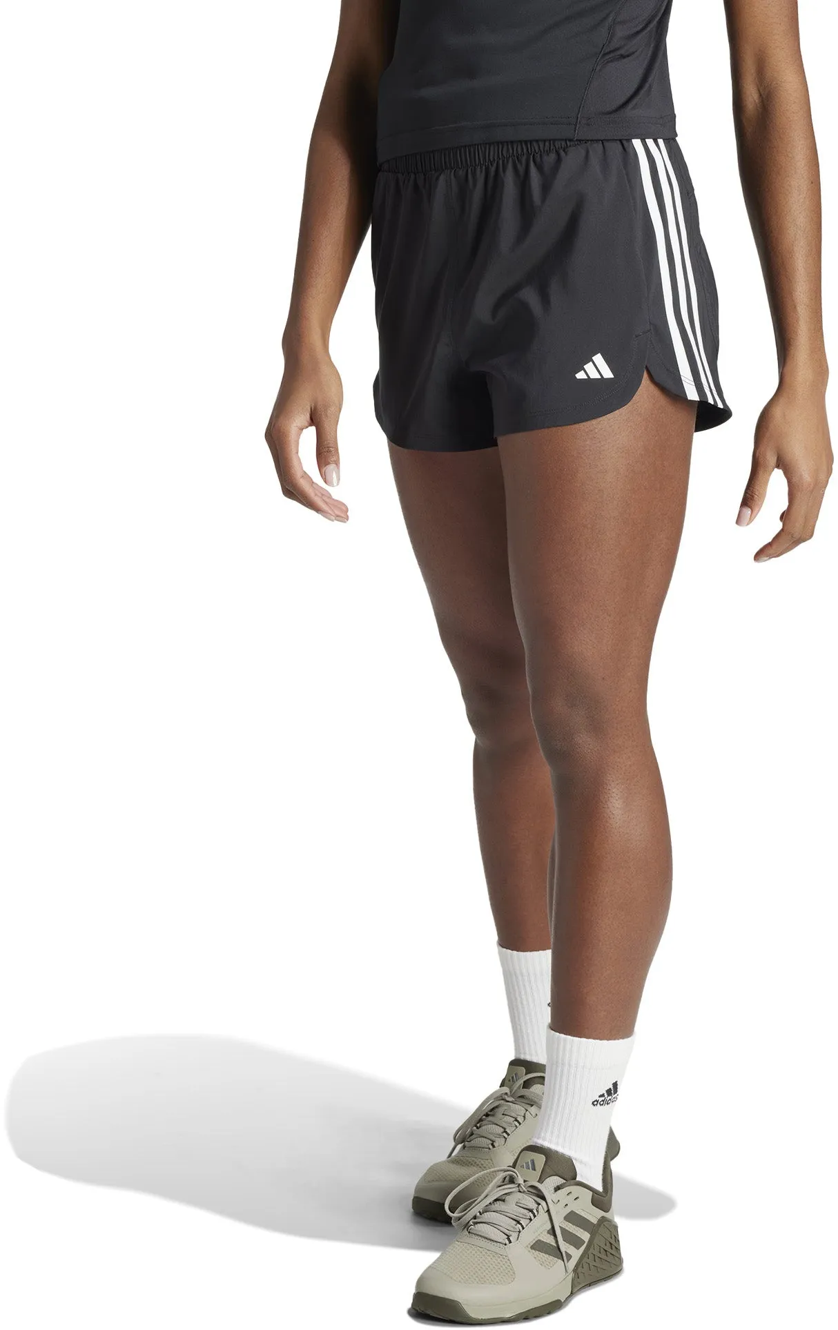 Damen Pacer Trainingsshorts mit 3 Streifen, hochgeschnittene Webvariante