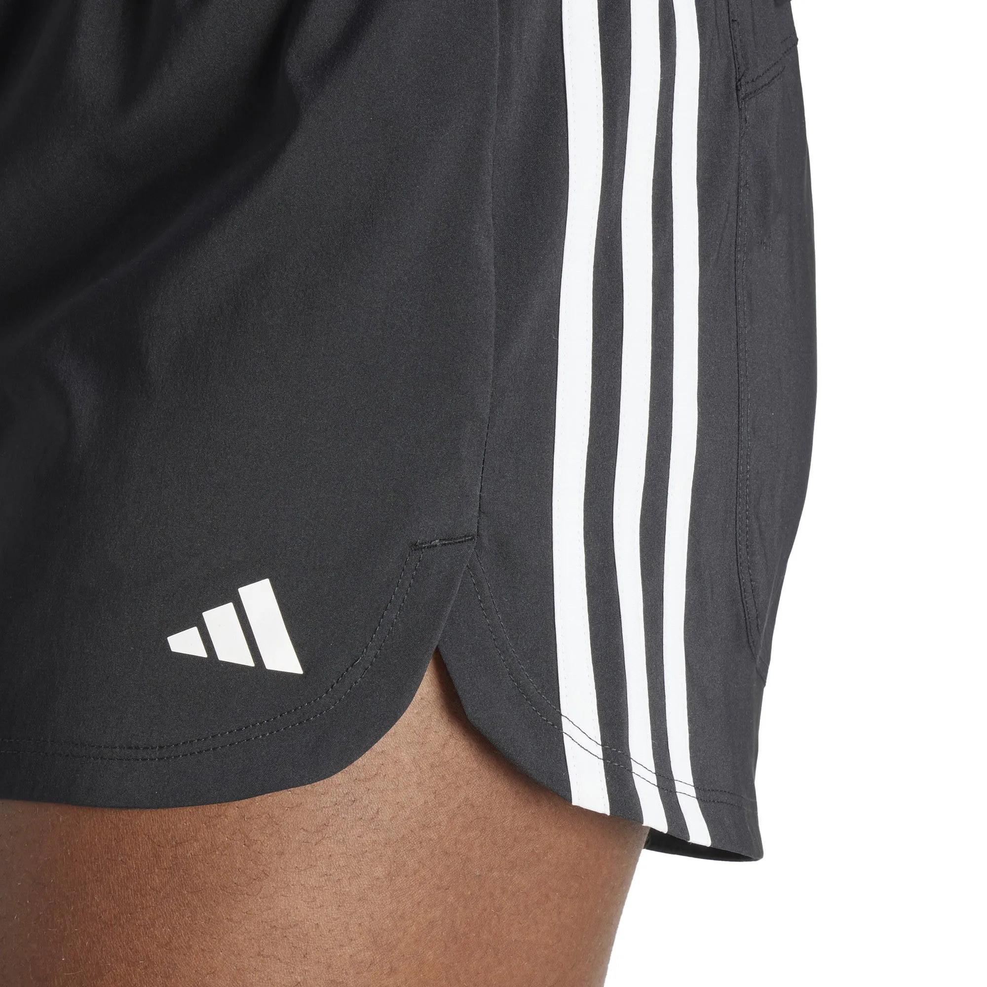 Damen Pacer Trainingsshorts mit 3 Streifen, hochgeschnittene Webvariante
