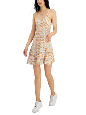 Damen Minikleid mit Muster und mehrstufigem Saum, Mehrfarbig