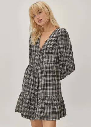 Damen Karo-Kleid, Schwarz/Grau