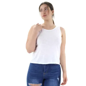 Damen einfaches Top mit offenem Rücken, Weiß
