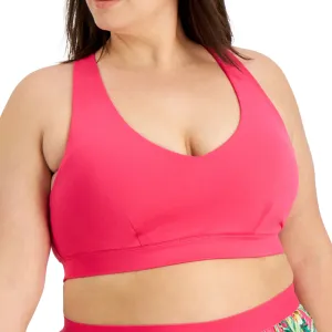 Damen einfaches Plus-Size Sport-BH-Set, Fuchsia