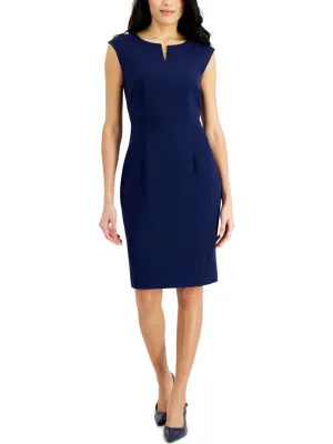 Einfaches Etuikleid für Damen, Marineblau