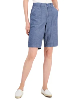 Damen-Basic Baumwollshorts, Einfarbig, Blau
