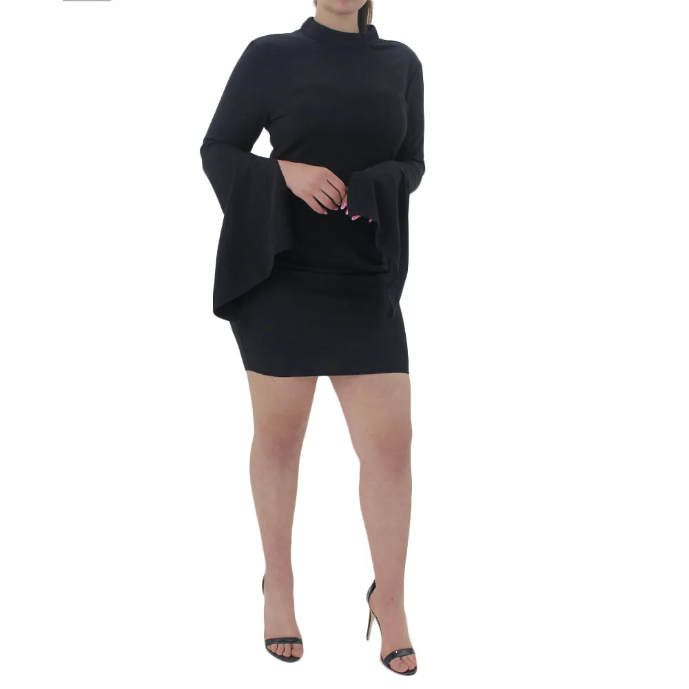 Schlichtes formelles Damenkleid in Einfarbig, Schwarz