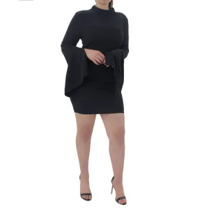 Schlichtes formelles Damenkleid in Einfarbig, Schwarz