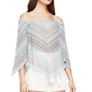 Damen Chiffon Top mit Druck, Aqua