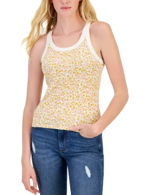 Damen Rippendes Print-Tanktop, Mehrfarbig