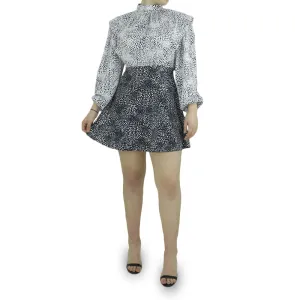Damen Kurzes Bedrucktes Kleid, Schwarz/Weiß
