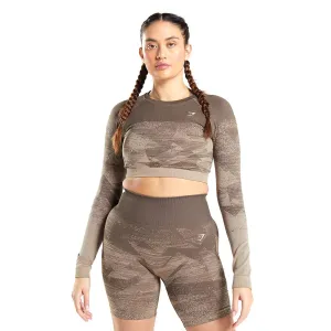 Damen Sportoberteil mit Druck, Braun