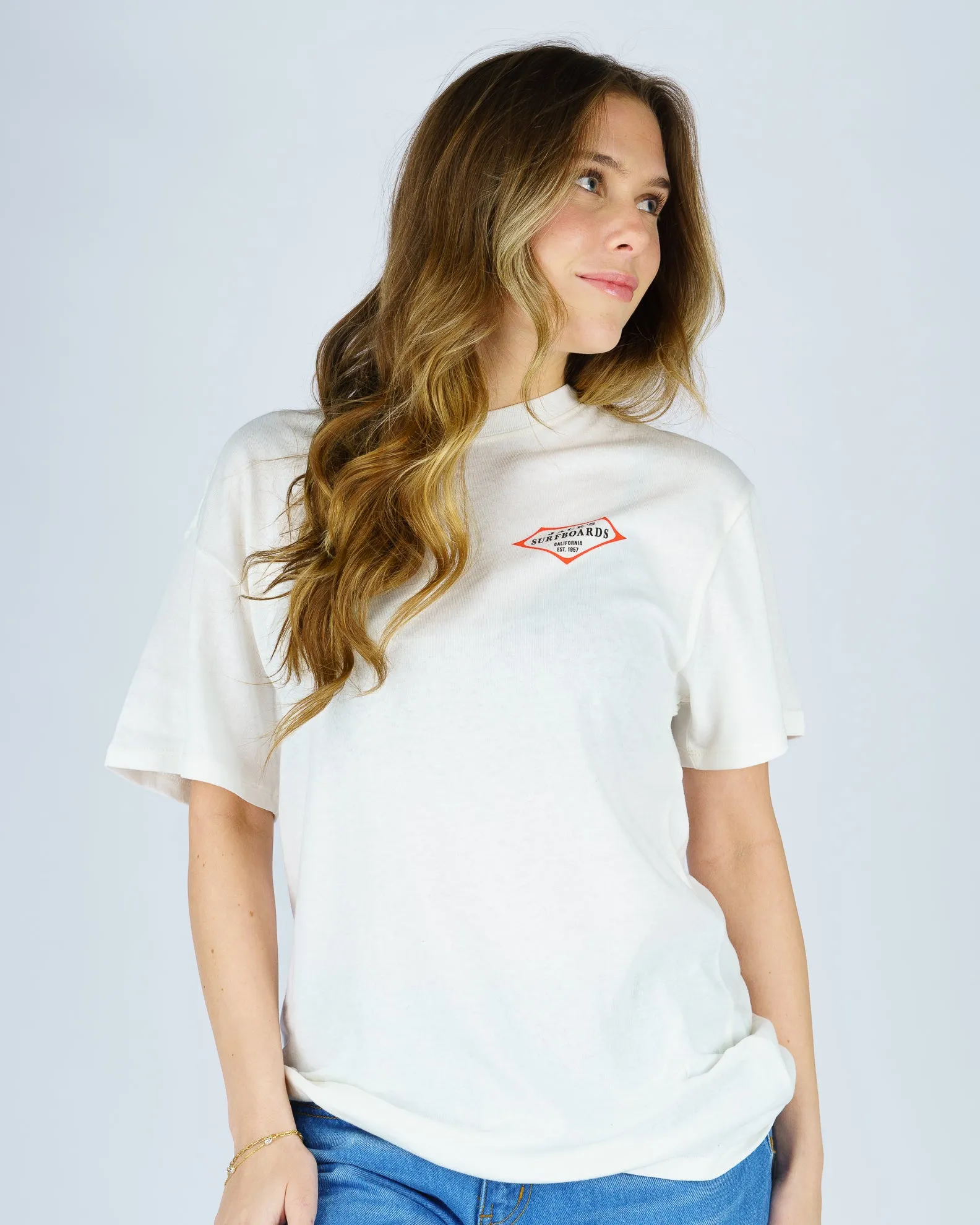 Damen Retro Lam Kurzarm-Shirt - Weiß