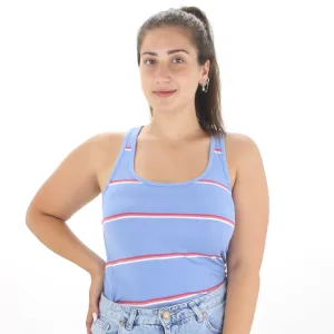 Damen Rippen- & Gestreiftes Ärmelloses Top, Blau