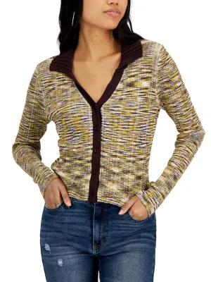 Damen Rippstoff Cardigan mit Kragen, Mehrfarbig