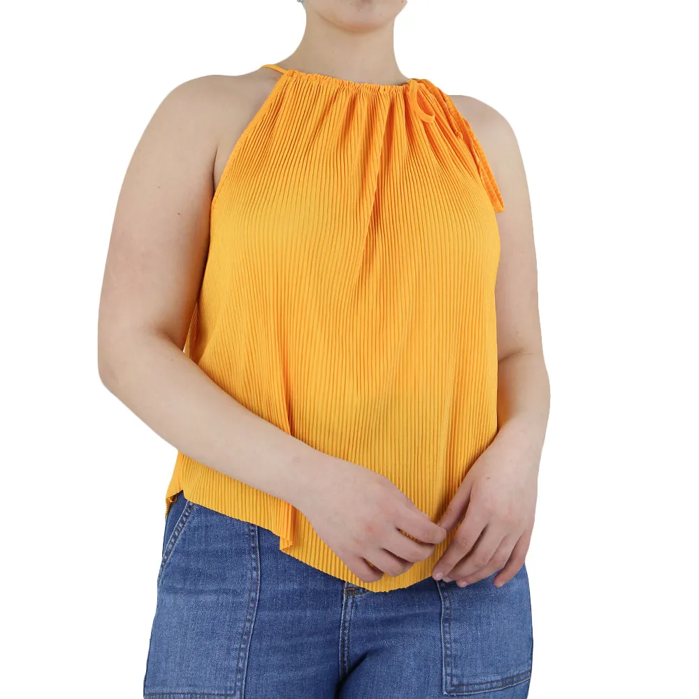 Damen Rippenstretch Crop Top, Orange