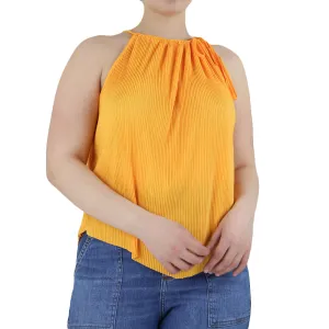 Damen Rippenstretch Crop Top, Orange