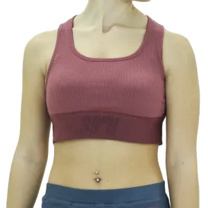 Sportliches geripptes Crop Top für Damen, Rosenholz