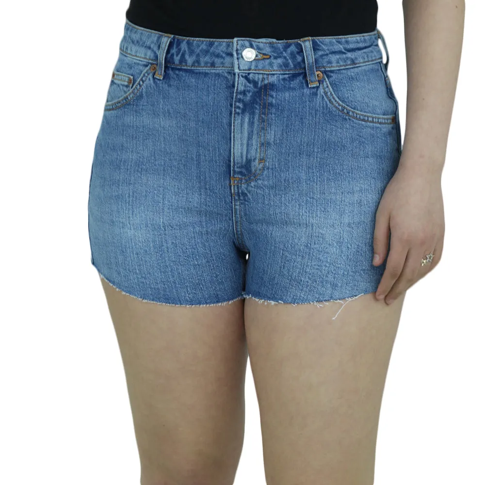 Damen-Ripped-Denim-Shorts, Blau