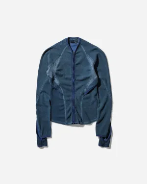 Damen Zerrissener Reißverschluss-Pullover Dunkelgrau