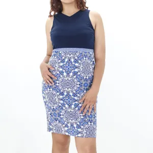 Ärmelloses Medaillon-Sheath-Kleid für Damen, Marineblau