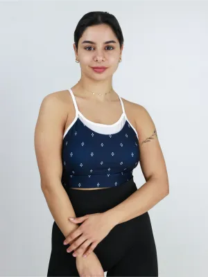 Damen Sport-BH ohne Träger mit Print, Marine