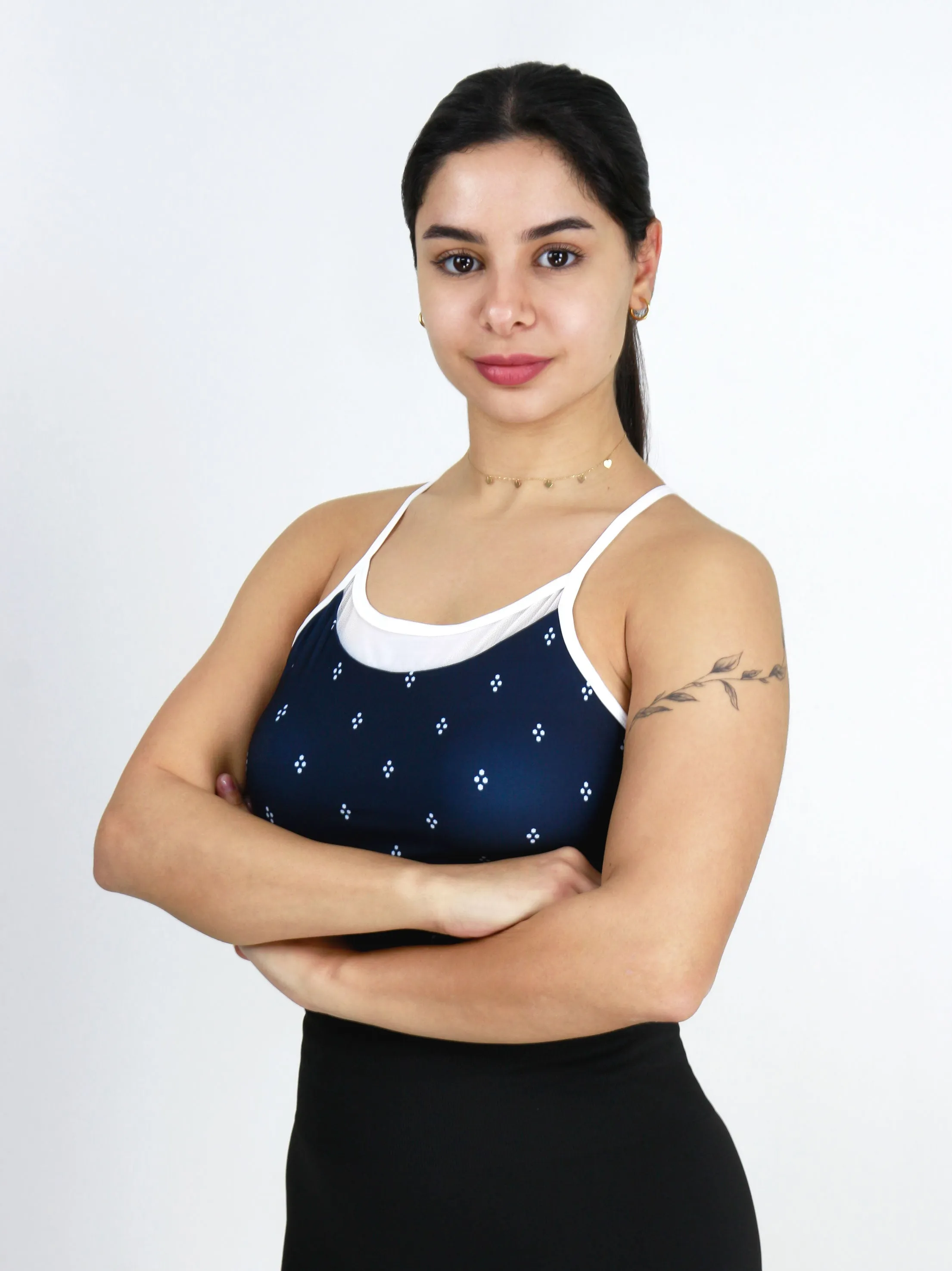 Damen Sport-BH ohne Träger mit Print, Marine