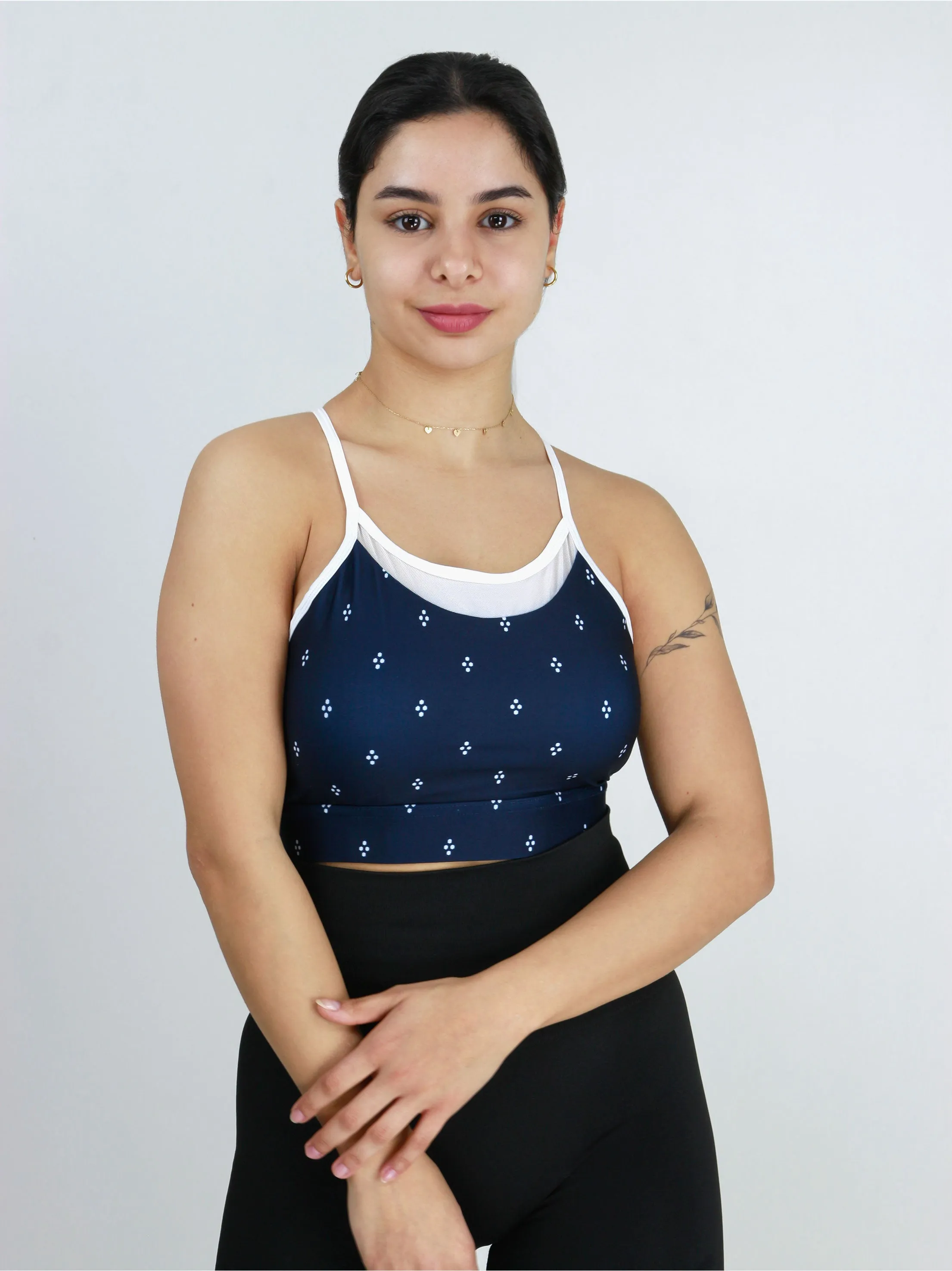 Damen Sport-BH ohne Träger mit Print, Marine