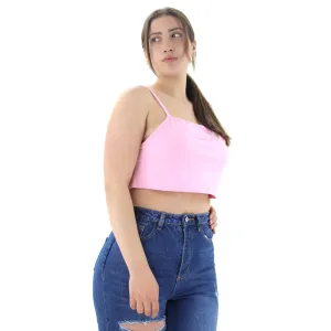 Damen Spaghetti-Träger Crop Top, Rosa