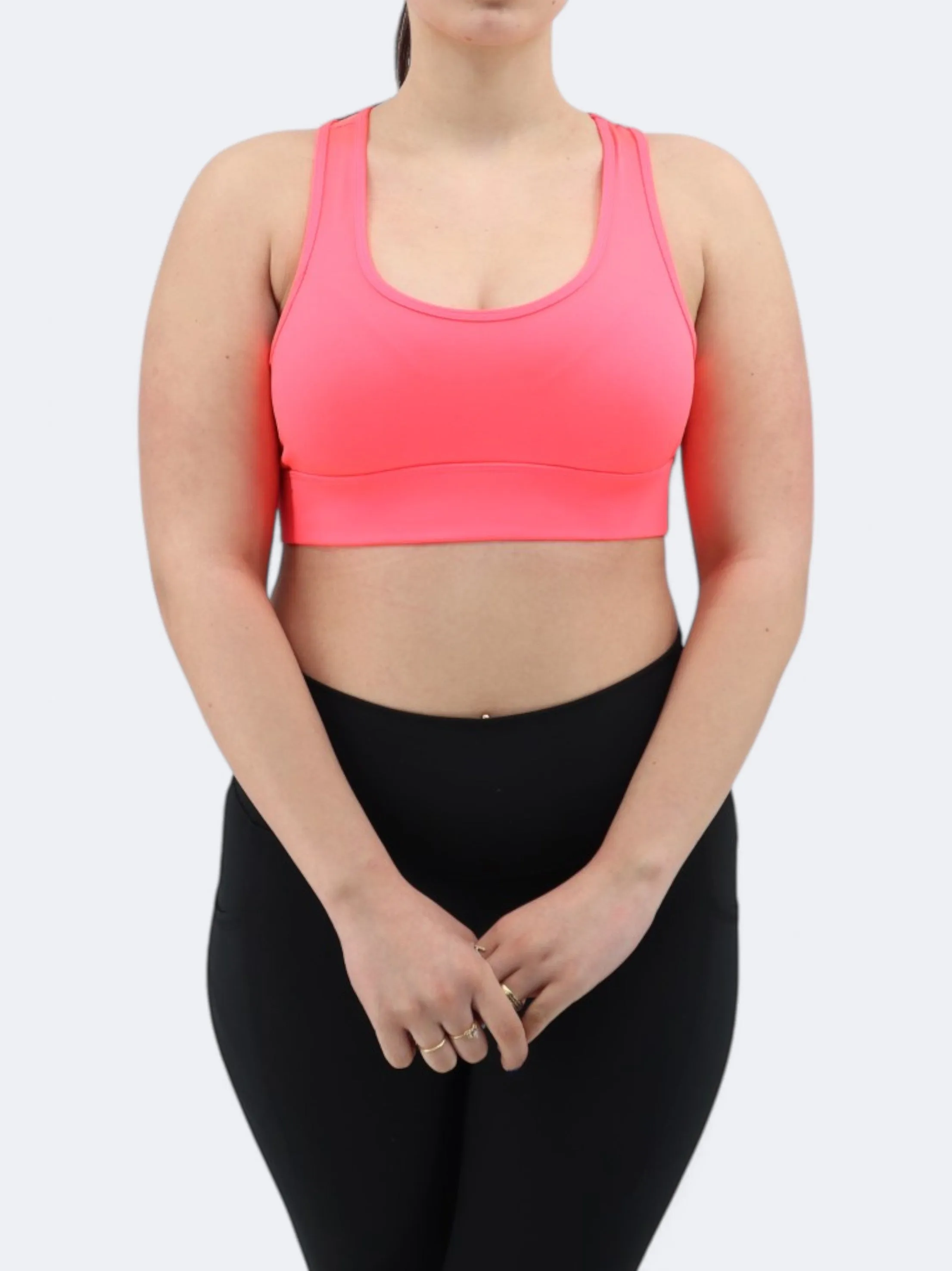 Damen-Sport-Crop-Top, Koralle