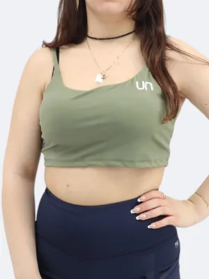 Damen-Sport-Crop-Top, Olive